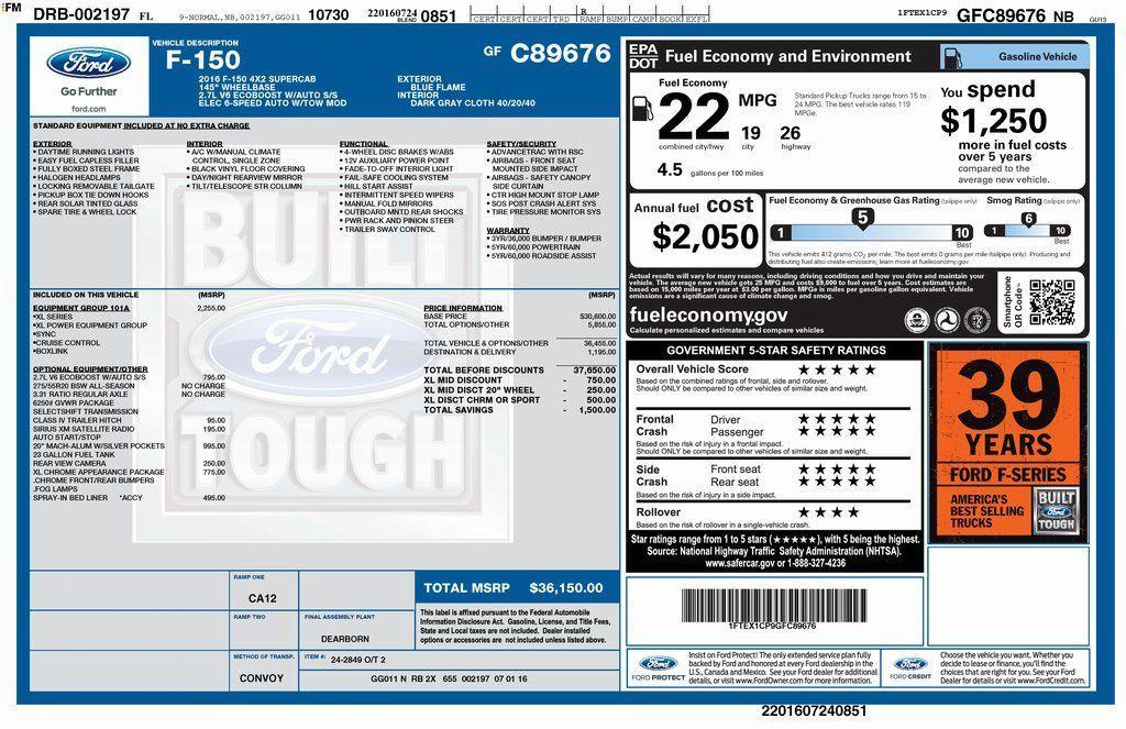 used 2016 Ford F-150 car, priced at $16,512