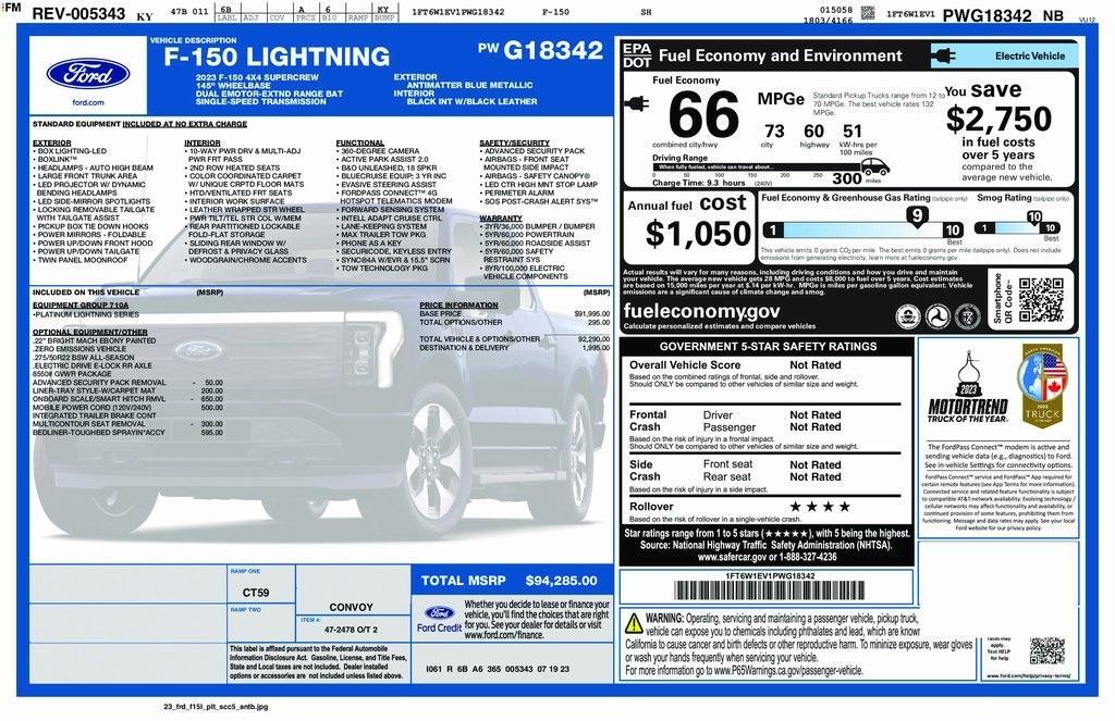 used 2023 Ford F-150 Lightning car, priced at $54,648