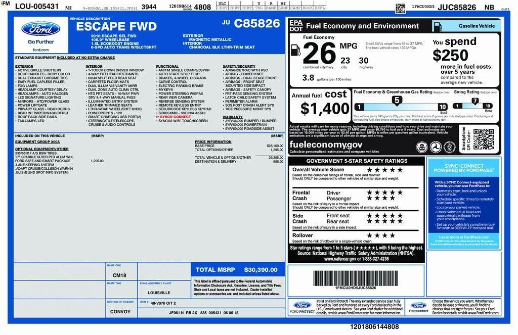 used 2018 Ford Escape car, priced at $13,817