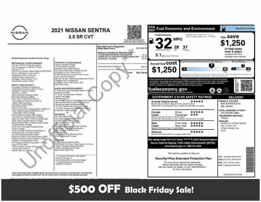 used 2021 Nissan Sentra car, priced at $18,995