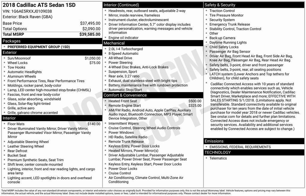used 2018 Cadillac ATS car, priced at $17,995