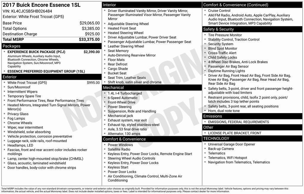 used 2017 Buick Encore car, priced at $13,994