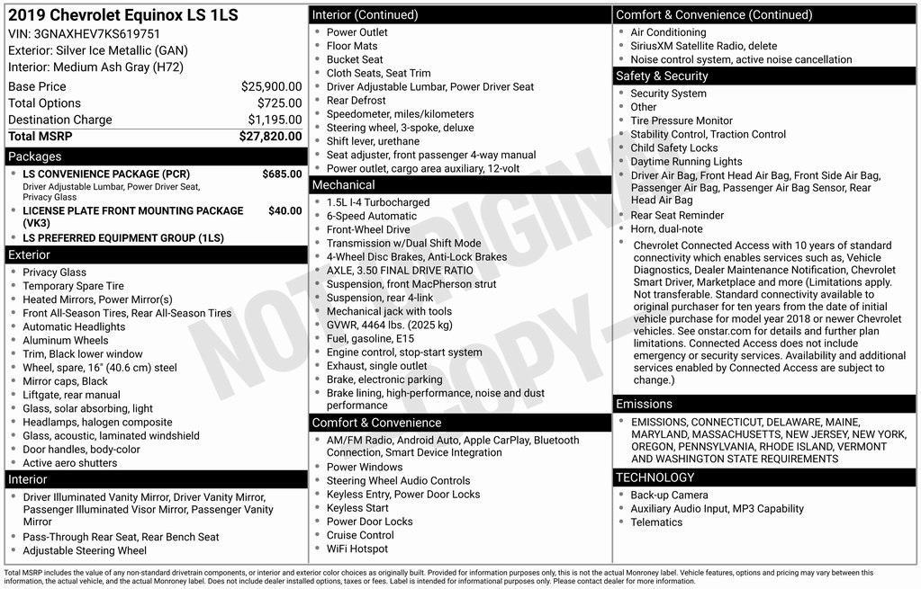 used 2019 Chevrolet Equinox car, priced at $15,498