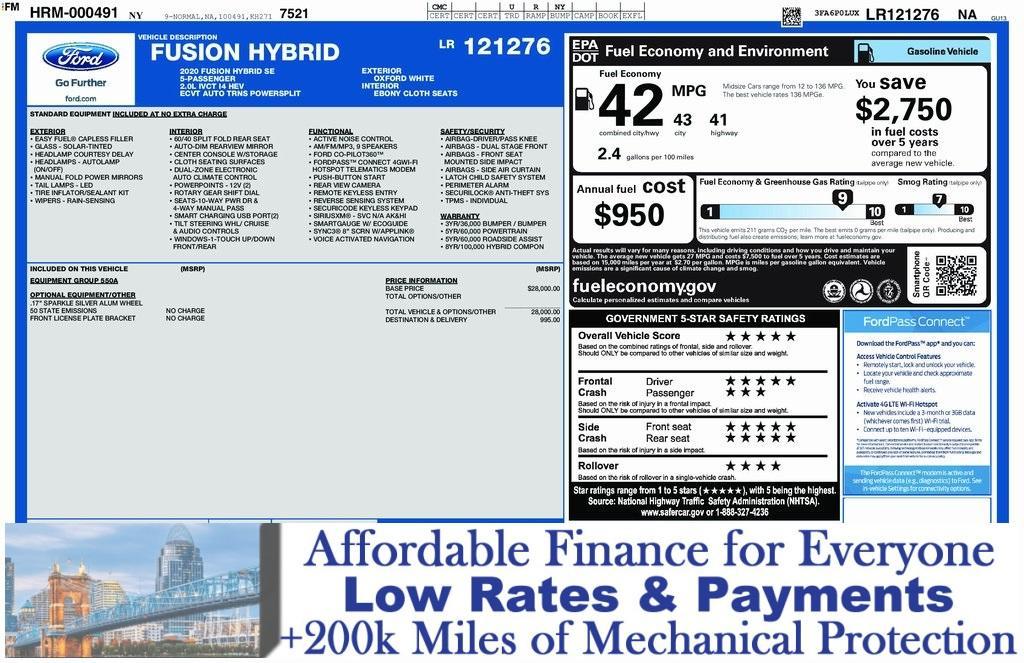 used 2020 Ford Fusion Hybrid car, priced at $19,995