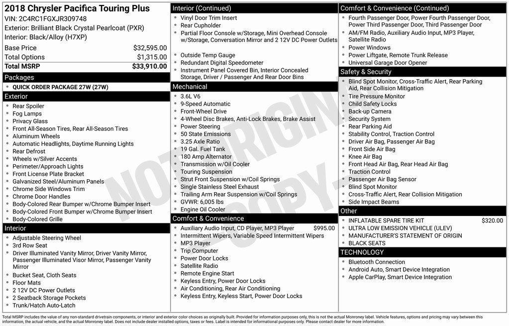 used 2018 Chrysler Pacifica car, priced at $15,602