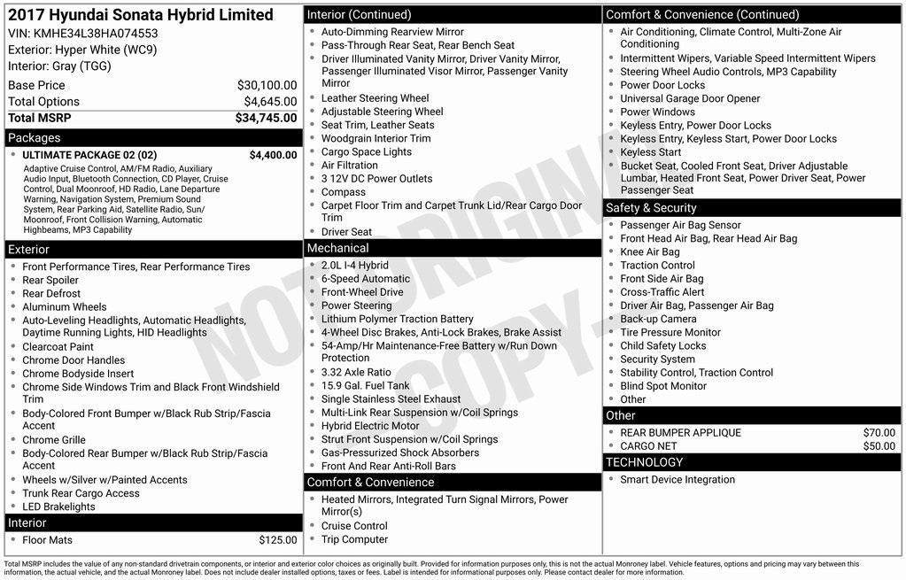 used 2017 Hyundai Sonata Hybrid car, priced at $14,499