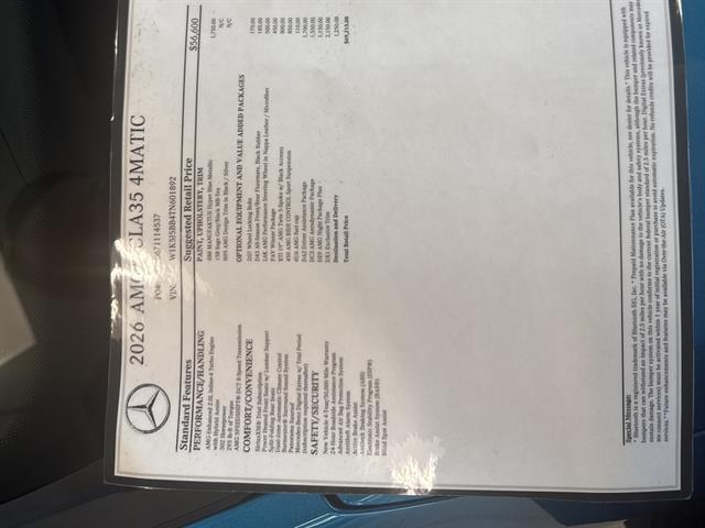 new 2026 Mercedes-Benz AMG CLA 35 car, priced at $69,215