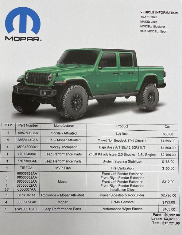 new 2025 Jeep Gladiator car, priced at $60,166