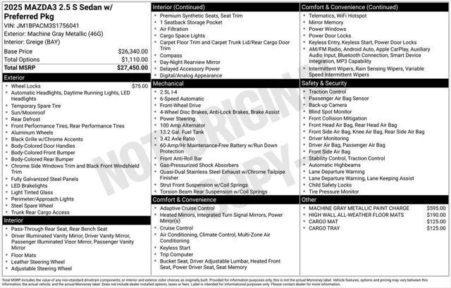 new 2025 Mazda Mazda3 car, priced at $28,064