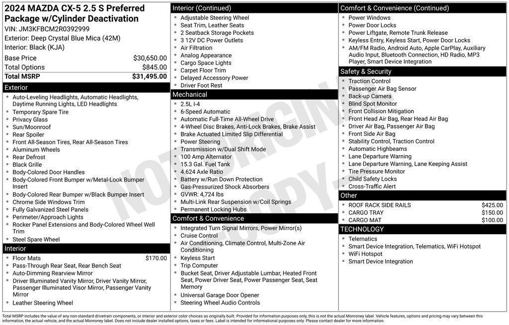 used 2024 Mazda CX-5 car, priced at $27,376