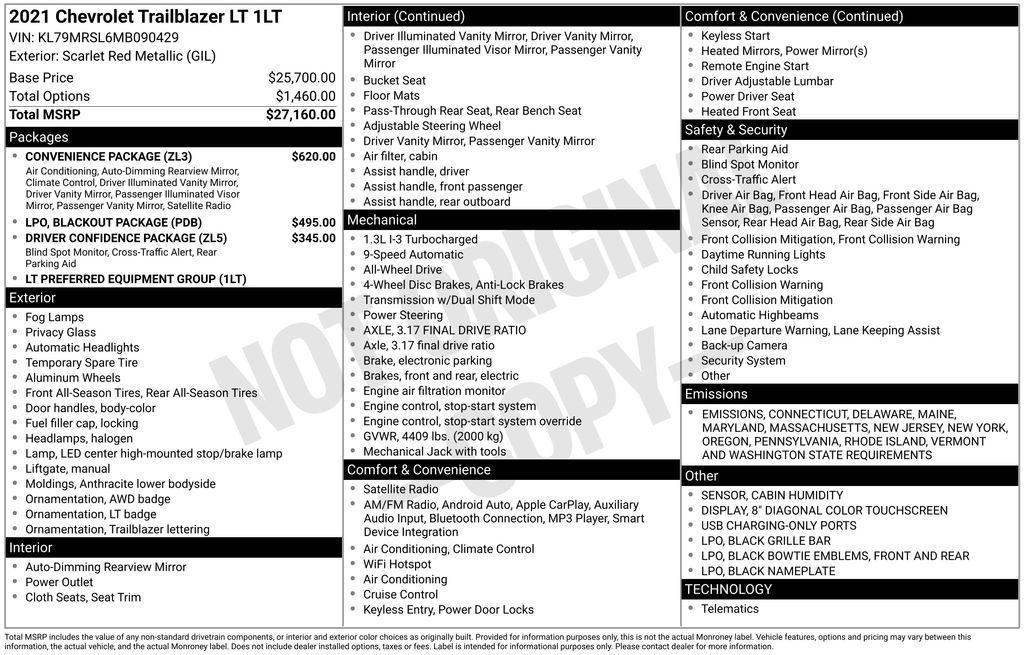 used 2021 Chevrolet TrailBlazer car, priced at $21,998