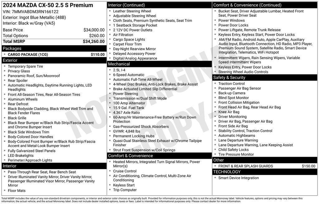used 2024 Mazda CX-50 car, priced at $27,893