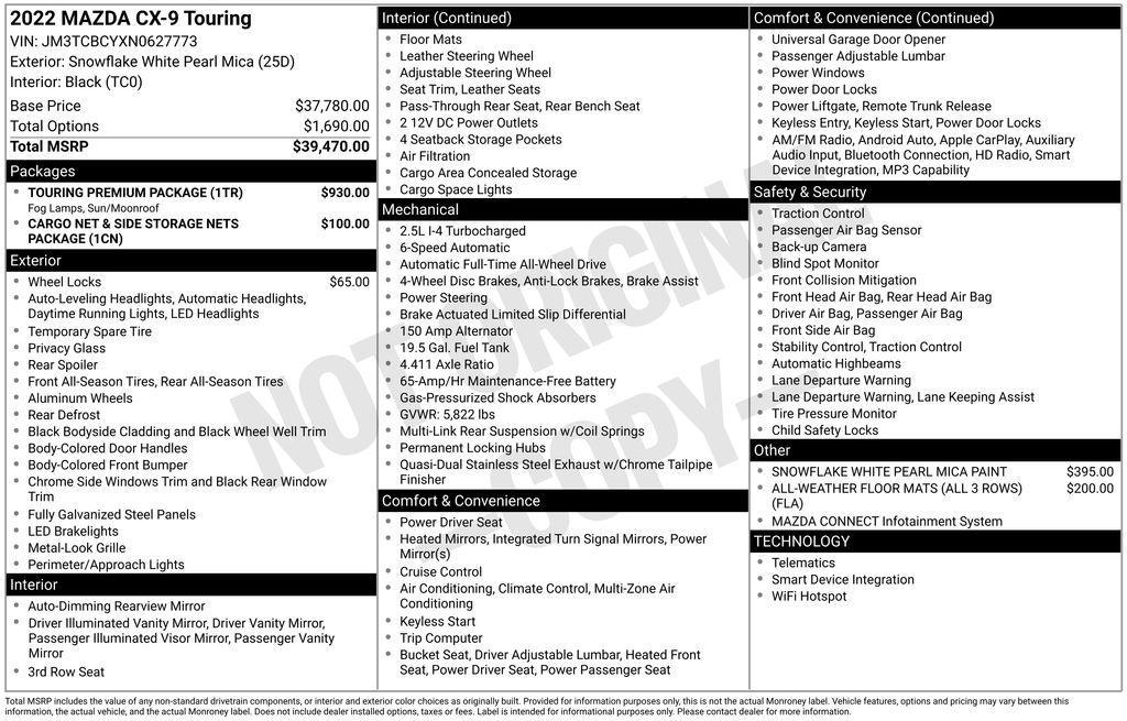 used 2022 Mazda CX-9 car, priced at $29,998