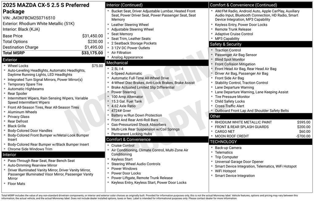 new 2025 Mazda CX-5 car, priced at $31,508