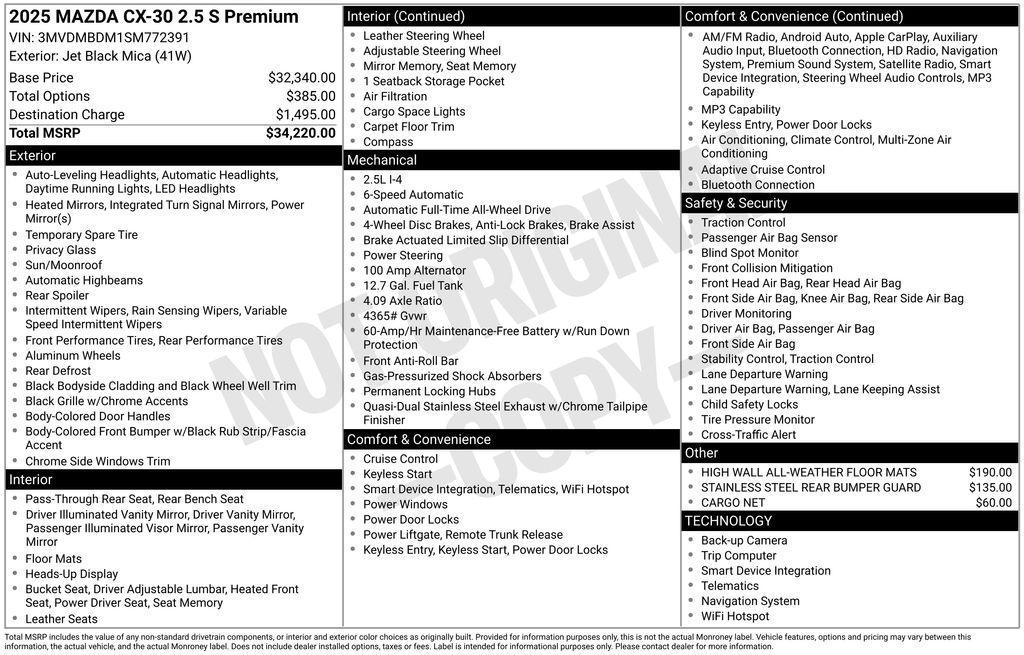 new 2025 Mazda CX-30 car, priced at $31,814
