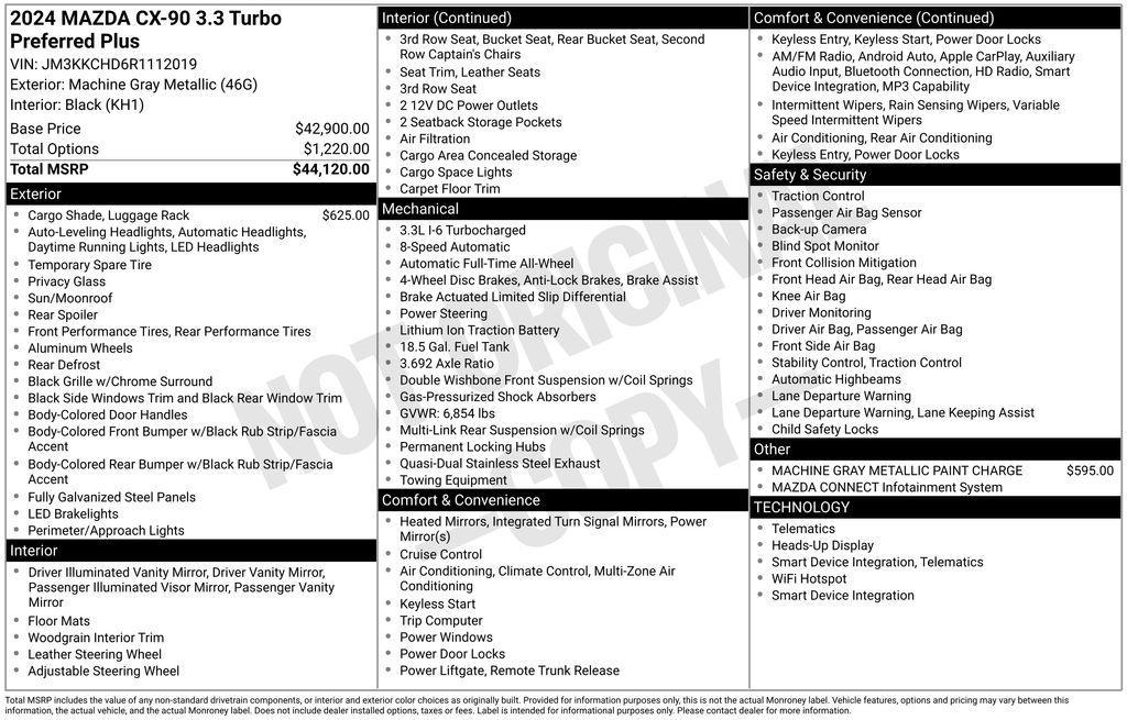 used 2024 Mazda CX-90 car, priced at $33,222