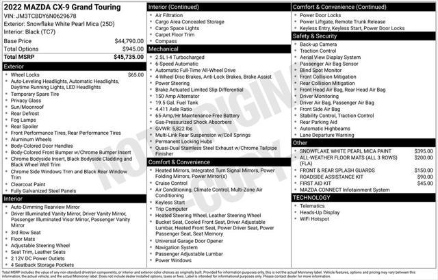 used 2022 Mazda CX-9 car, priced at $35,092
