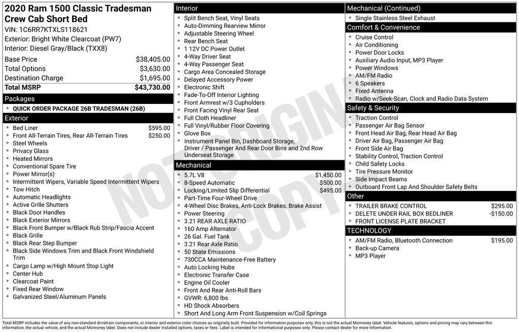 used 2020 Ram 1500 car, priced at $21,749