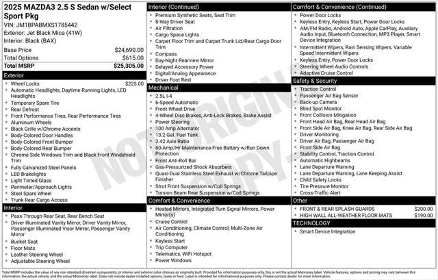 new 2025 Mazda Mazda3 car, priced at $26,219