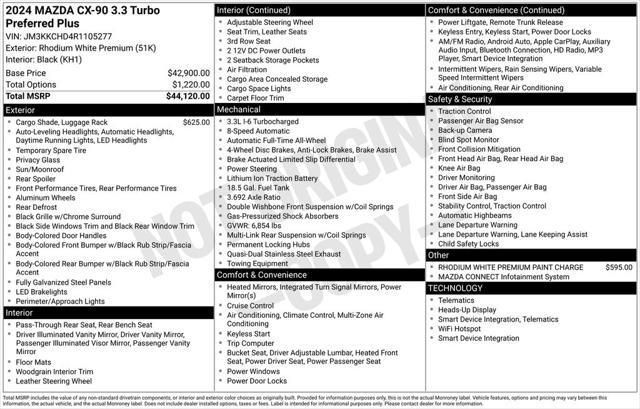 used 2024 Mazda CX-90 car, priced at $37,150