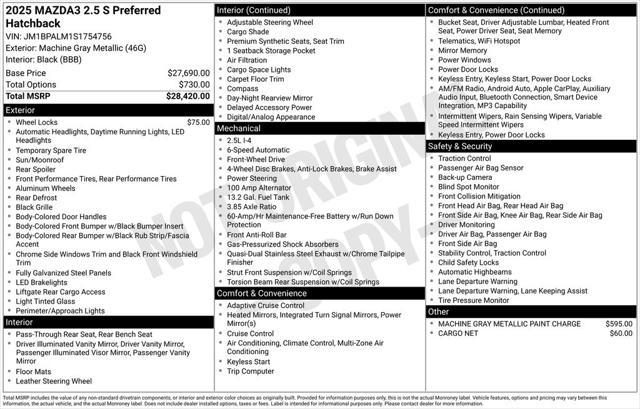 new 2025 Mazda Mazda3 car, priced at $29,077