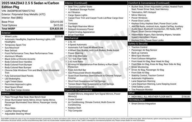 new 2025 Mazda Mazda3 car, priced at $30,661