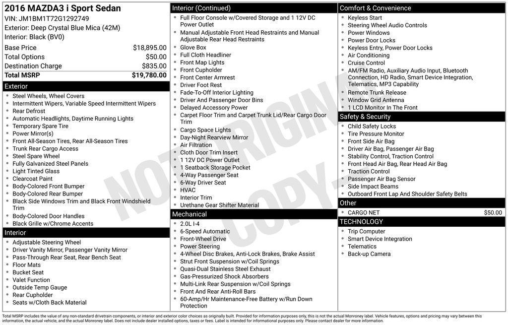 used 2016 Mazda Mazda3 car, priced at $15,000