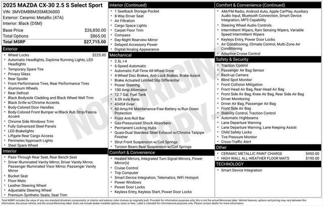 new 2025 Mazda CX-30 car, priced at $28,579