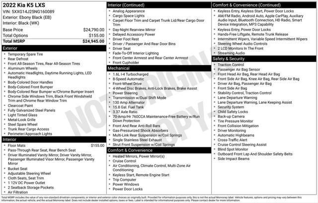 used 2022 Kia K5 car, priced at $21,487