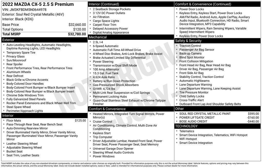 used 2022 Mazda CX-5 car, priced at $27,412