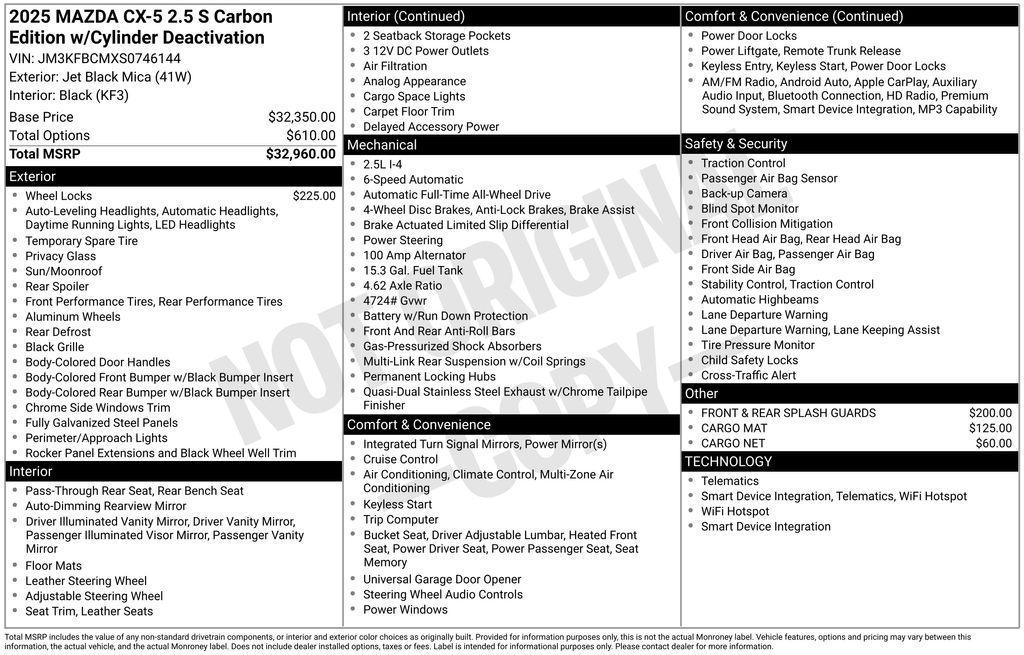 new 2025 Mazda CX-5 car, priced at $33,136