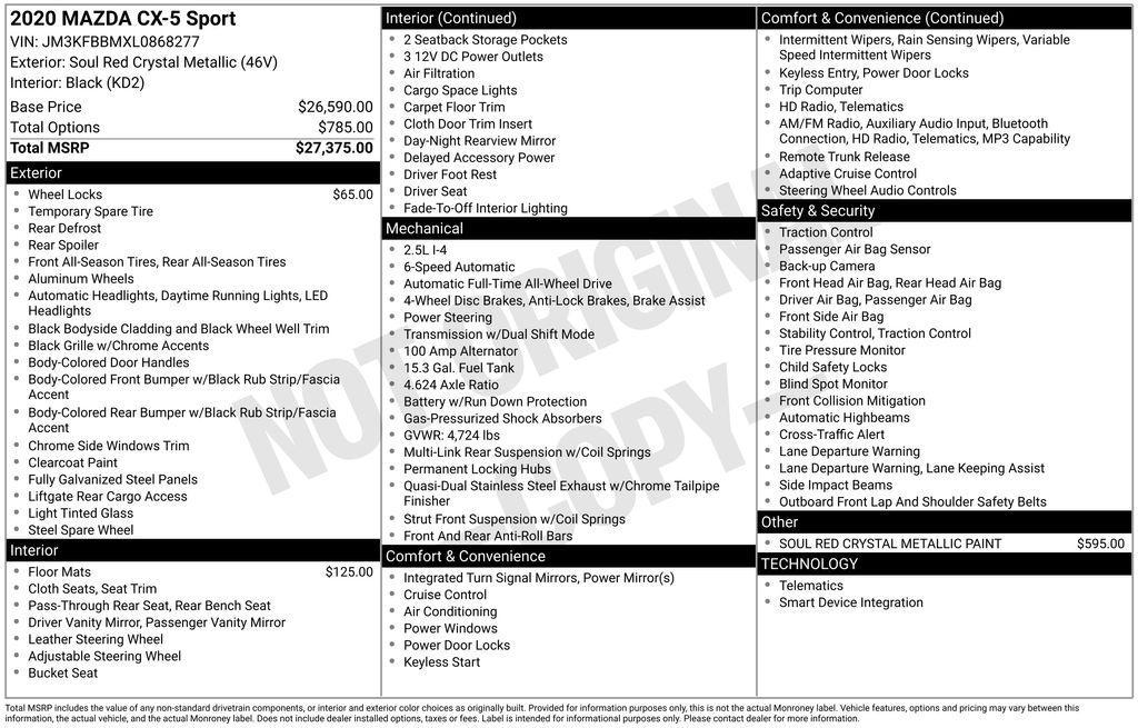 used 2020 Mazda CX-5 car, priced at $19,809