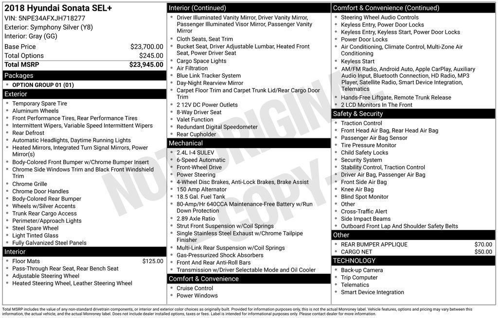 used 2018 Hyundai Sonata car, priced at $13,353