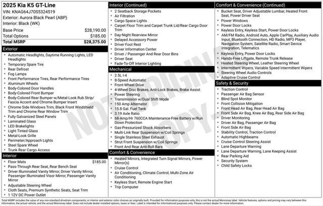 used 2025 Kia K5 car, priced at $32,788