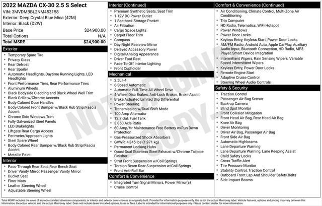 used 2022 Mazda CX-30 car, priced at $24,358