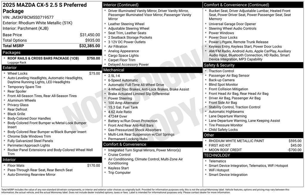 new 2025 Mazda CX-5 car, priced at $32,510