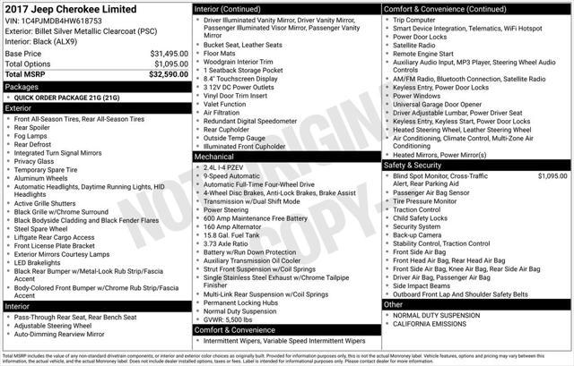 used 2017 Jeep Cherokee car