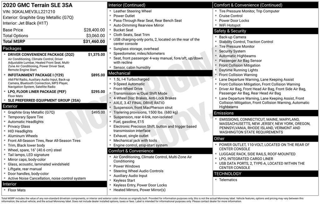 used 2020 GMC Terrain car, priced at $21,439