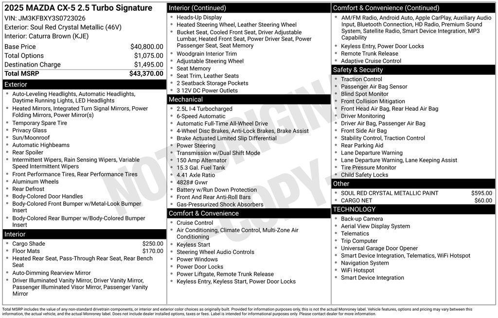 new 2025 Mazda CX-5 car, priced at $40,363