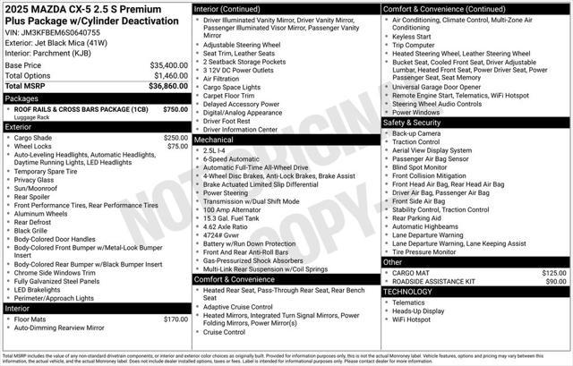 new 2025 Mazda CX-5 car, priced at $37,348