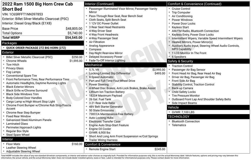 used 2022 Ram 1500 car, priced at $34,876