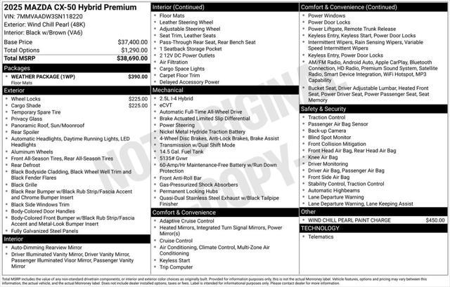 new 2025 Mazda CX-50 Hybrid car, priced at $38,083