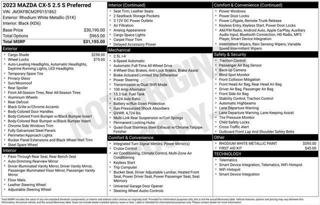 used 2023 Mazda CX-5 car, priced at $28,685