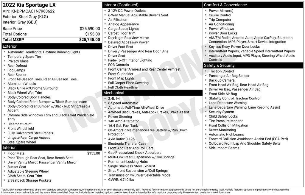 used 2022 Kia Sportage car, priced at $17,473