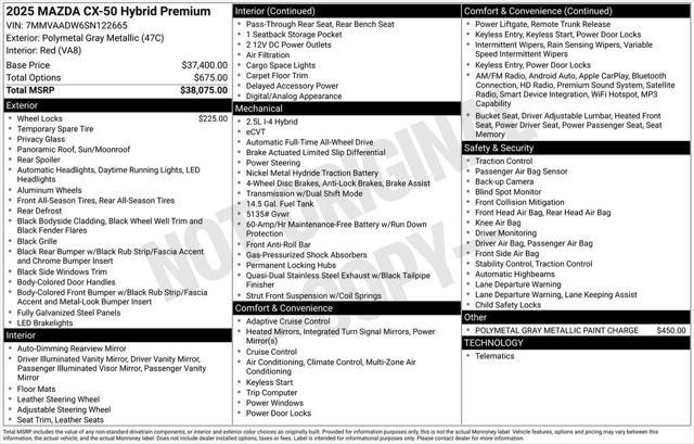new 2025 Mazda CX-50 Hybrid car, priced at $38,591
