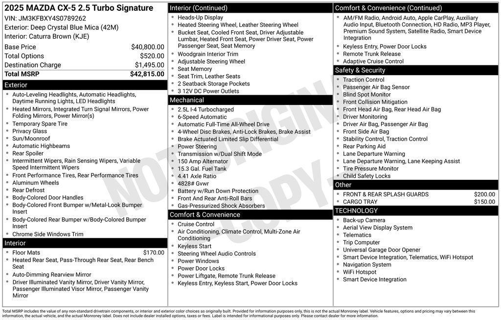 new 2025 Mazda CX-5 car, priced at $41,138