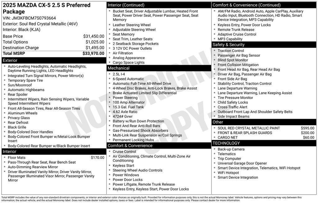 new 2025 Mazda CX-5 car, priced at $31,480