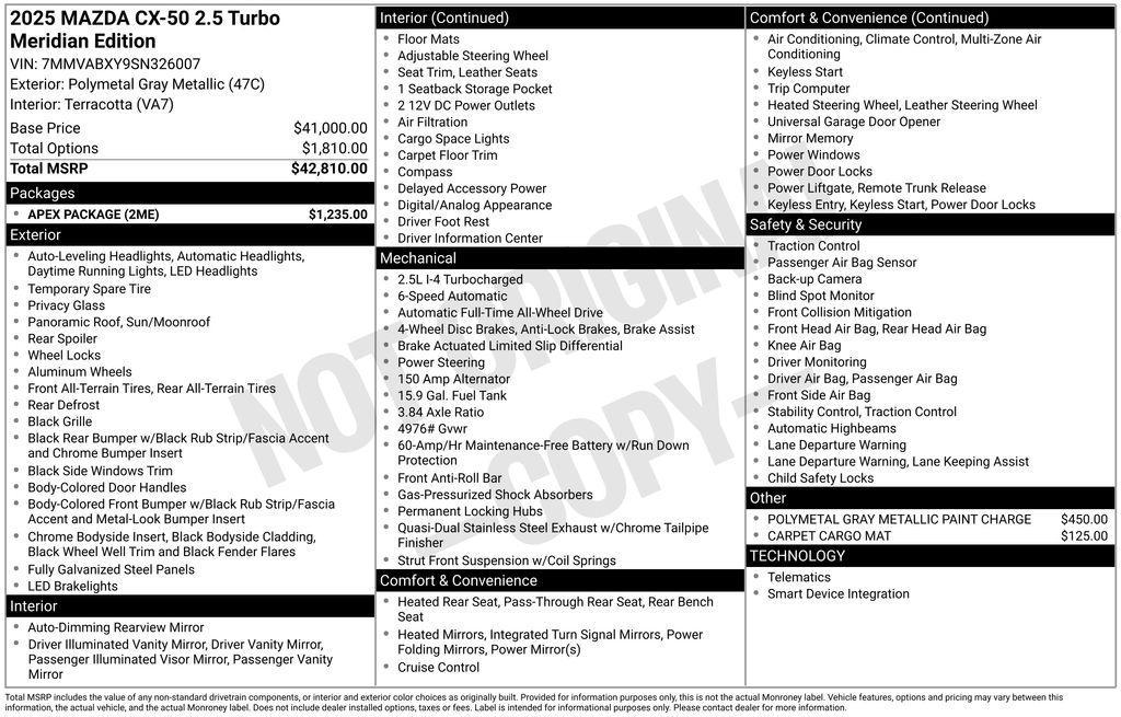 used 2025 Mazda CX-50 car, priced at $39,998