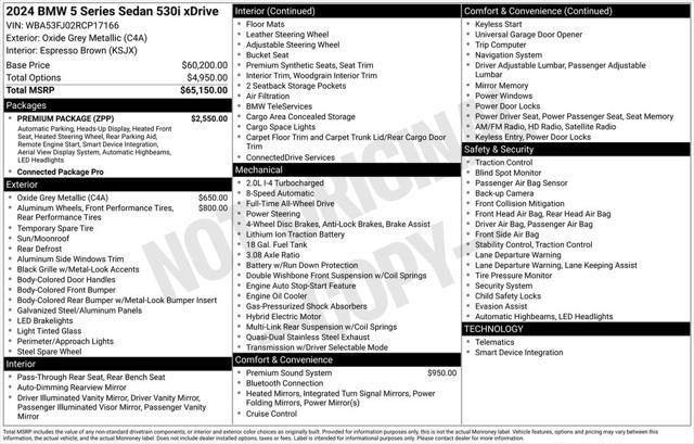 used 2024 BMW 530 car, priced at $56,201