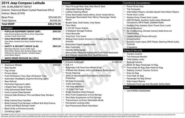 used 2019 Jeep Compass car, priced at $16,318